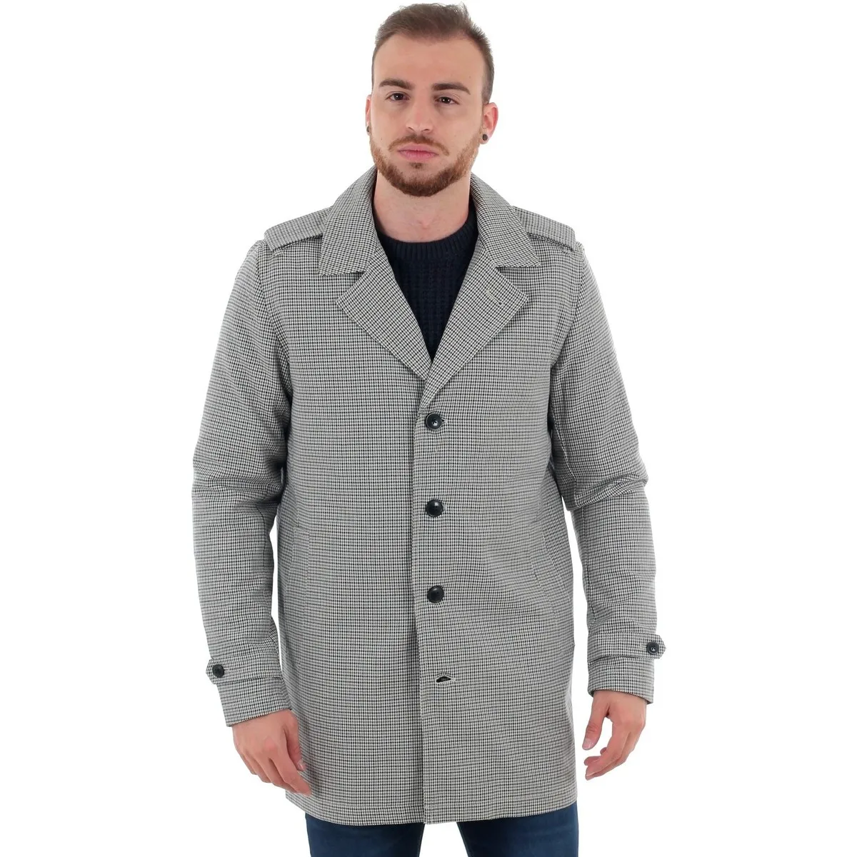 12152575 JPRDAVE CHECK TRENCHCOAT DARK SLATE