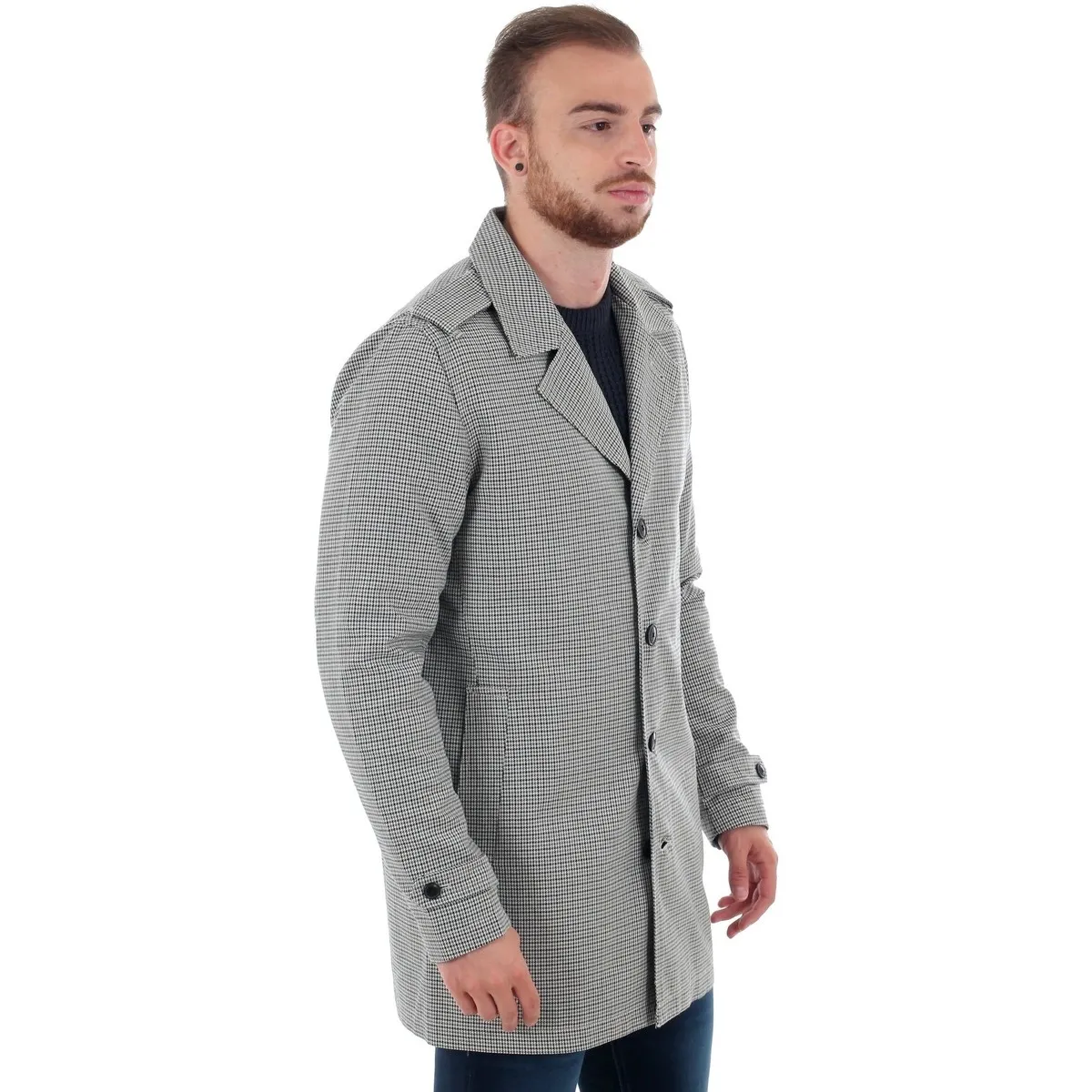 12152575 JPRDAVE CHECK TRENCHCOAT DARK SLATE