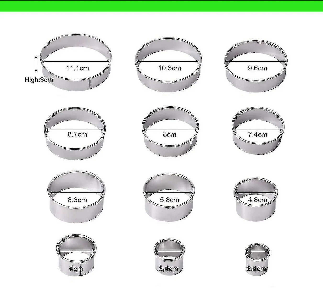12pcs Round Circle Pastry Cookie Cutter Kitchen Cookie Cutter Sugarpaste Cakes
