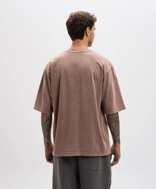 A COLD WALL FRACTURE TSHIRT IN BROWN WITH LOGO EMBROIDERY