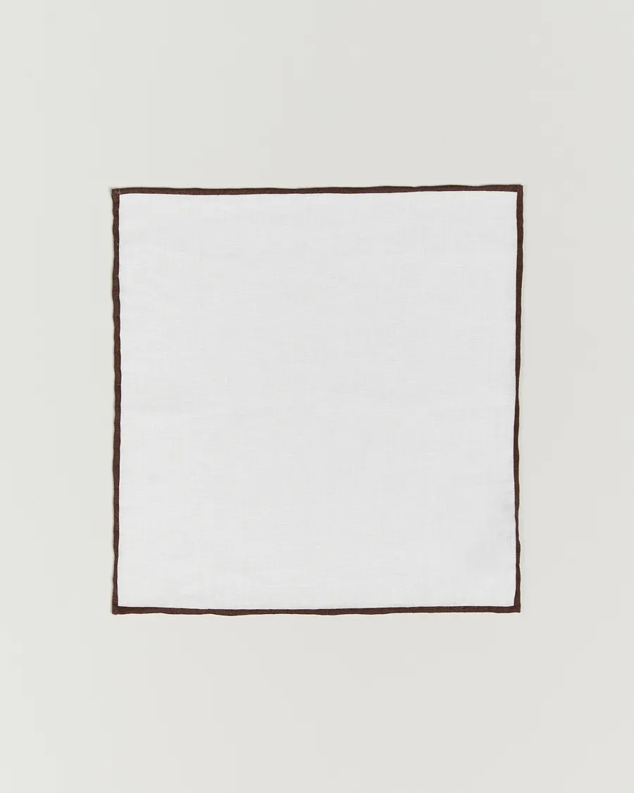 Amanda Christensen Linen Paspoal Pocket Square White/Brown