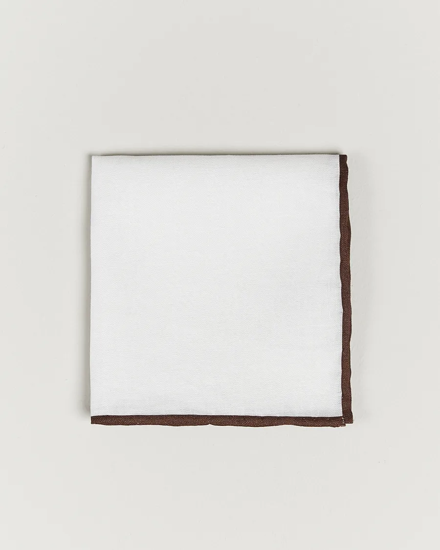Amanda Christensen Linen Paspoal Pocket Square White/Brown