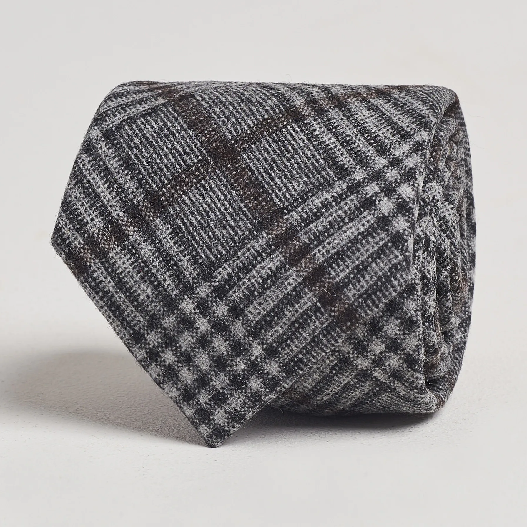 Amanda Christensen Wool Checked 8cm Tie Grey
