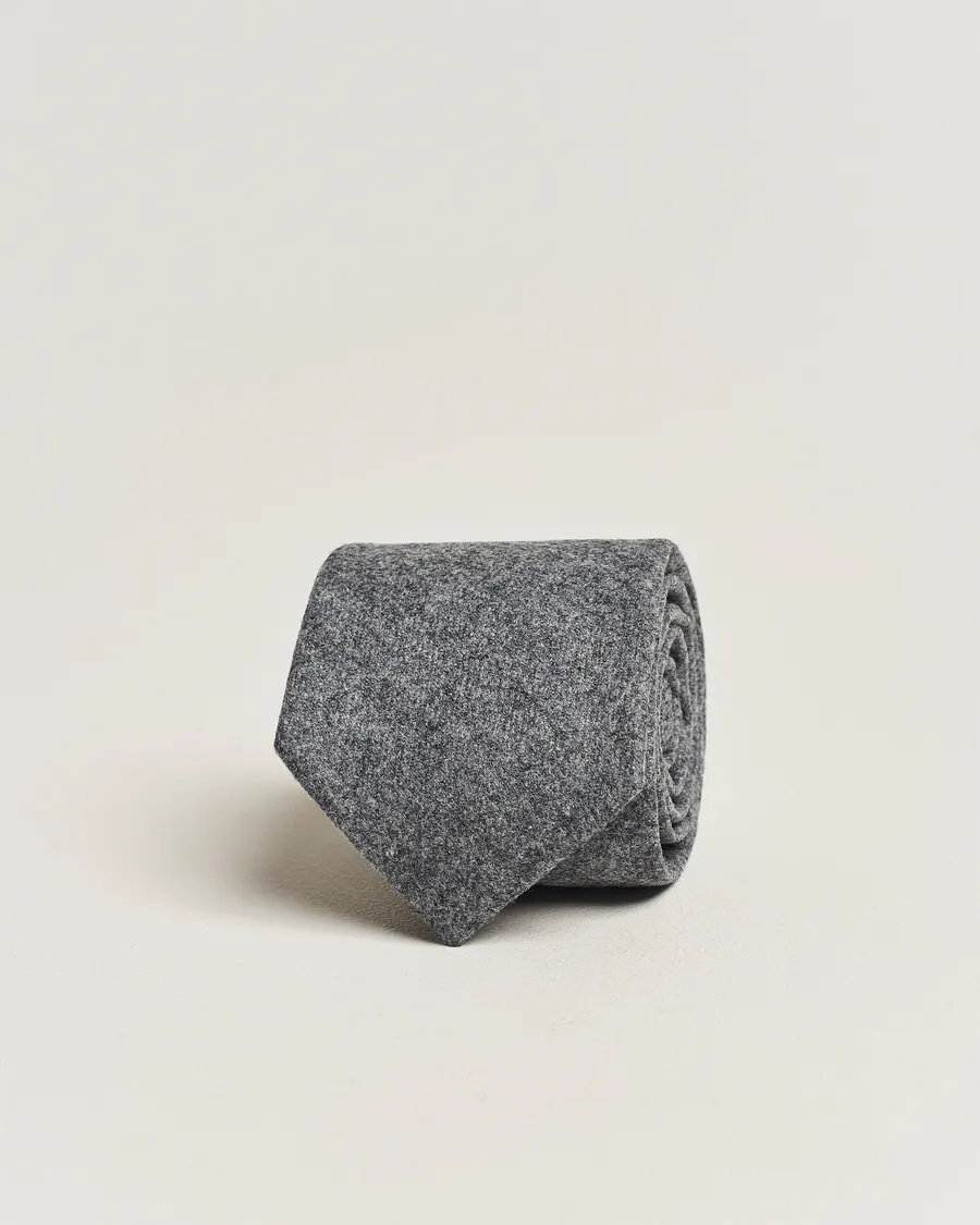Amanda Christensen Wool Flannel 8cm Tie Grey Melange