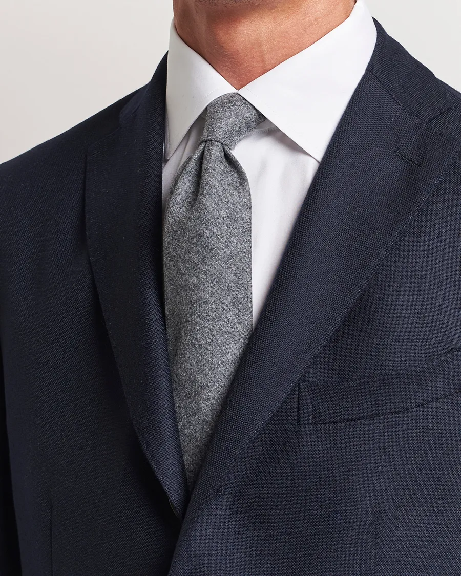 Amanda Christensen Wool Flannel 8cm Tie Grey Melange