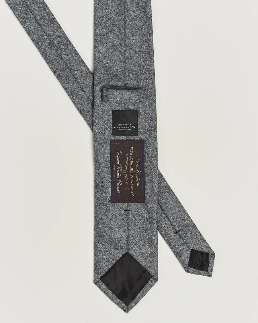 Amanda Christensen Wool Flannel 8cm Tie Grey Melange