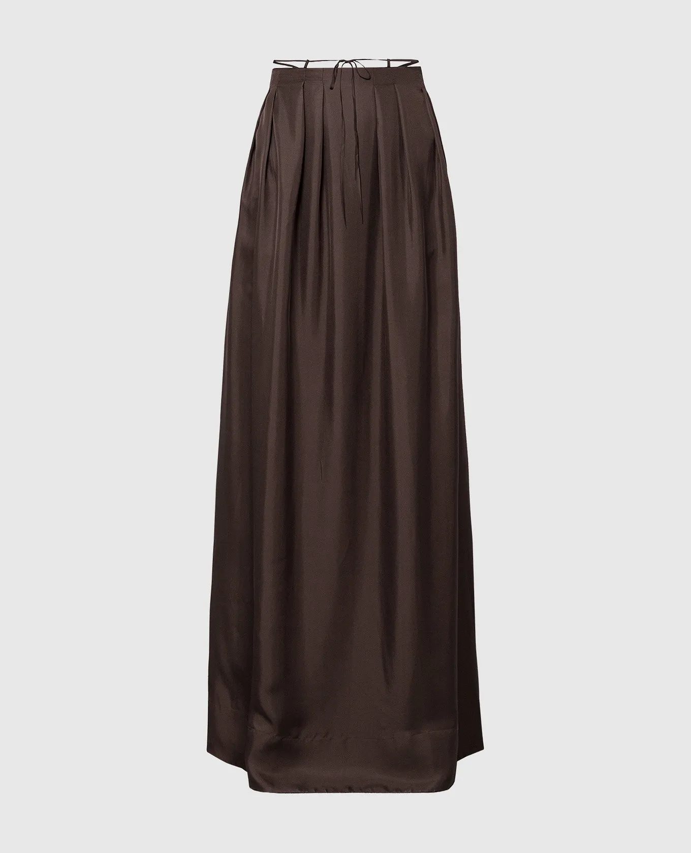 Asceno Heather brown silk maxi dress