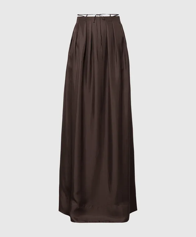 Asceno Heather brown silk maxi dress