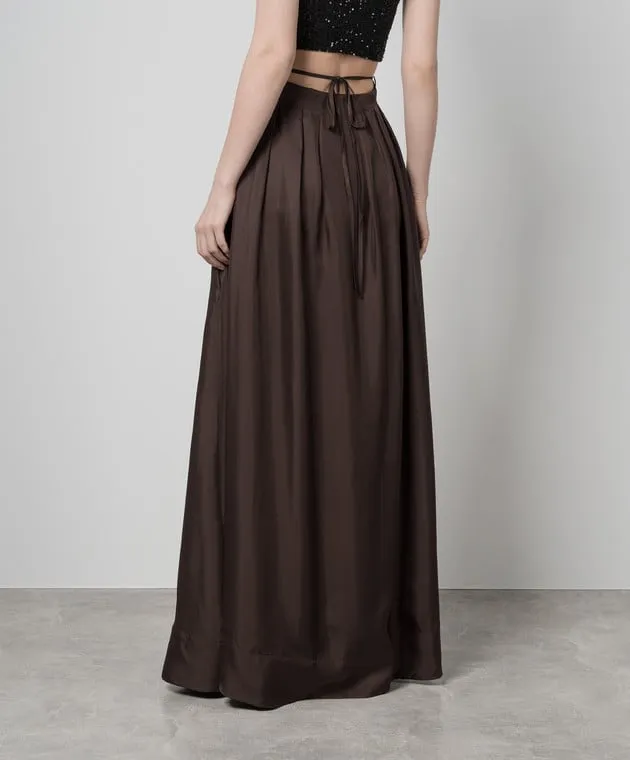 Asceno Heather brown silk maxi dress