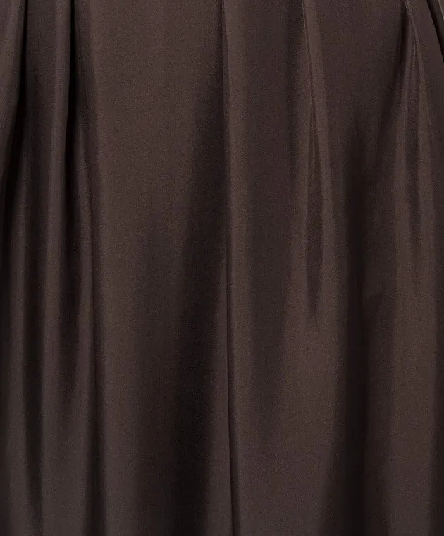 Asceno Heather brown silk maxi dress