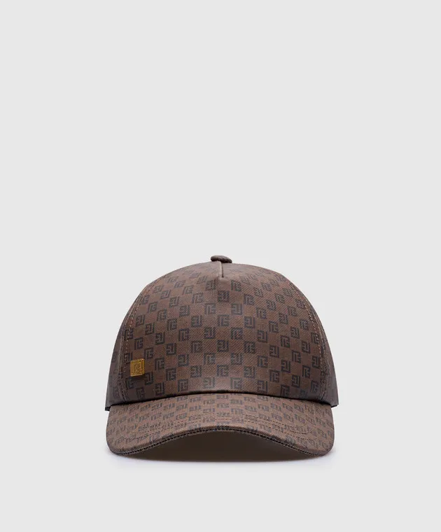Balmain Brown cap with monogram logo pattern