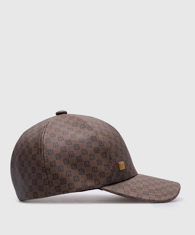 Balmain Brown cap with monogram logo pattern