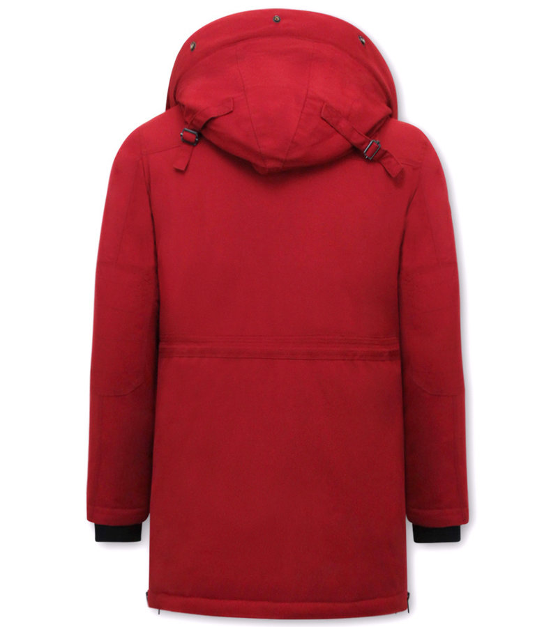 CHAQUETA PARKA LARGA DE HOMBRE CON CAPUCHA  891  ROJO