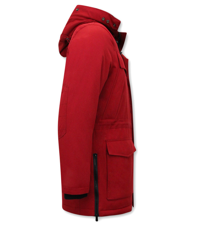 CHAQUETA PARKA LARGA DE HOMBRE CON CAPUCHA  891  ROJO