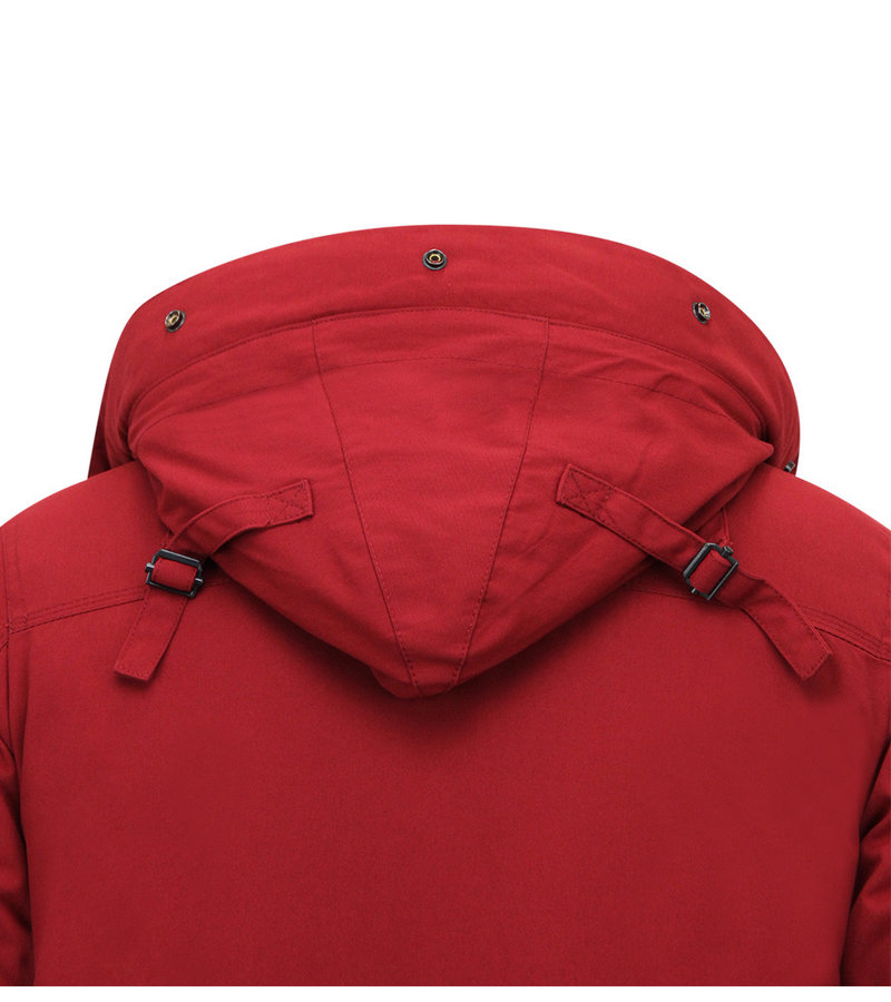 CHAQUETA PARKA LARGA DE HOMBRE CON CAPUCHA  891  ROJO