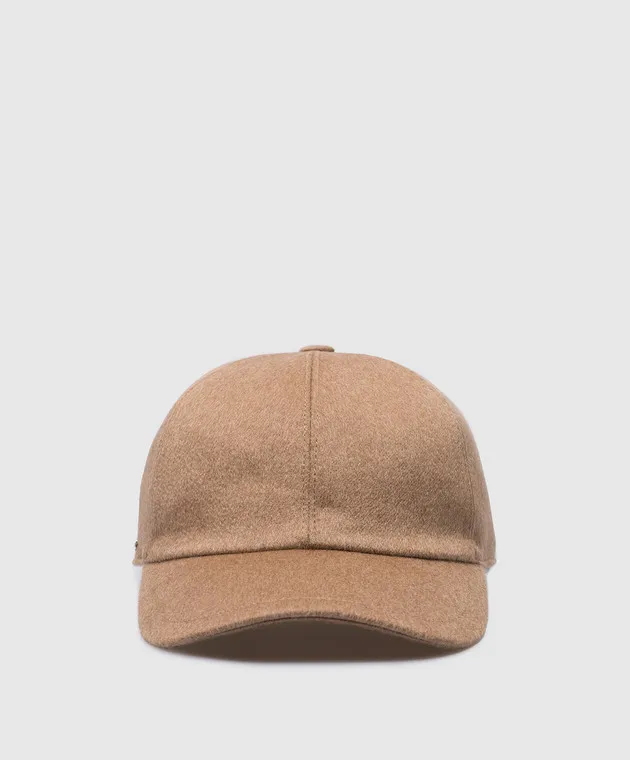 Enrico Mandelli Brown cashmere cap with logo
