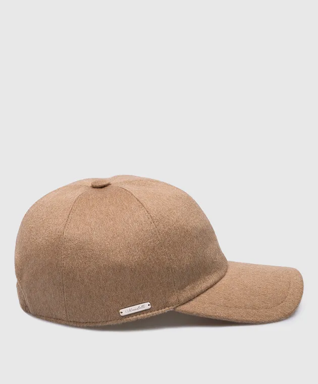 Enrico Mandelli Brown cashmere cap with logo