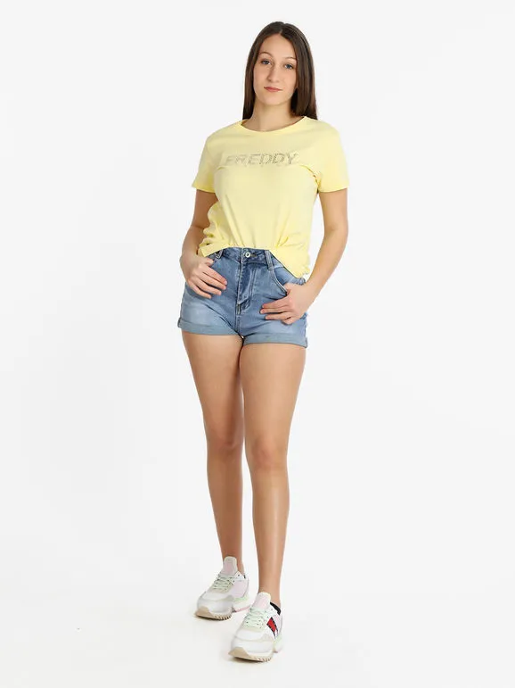 Freddy Camiseta de mujer de manga corta con letras