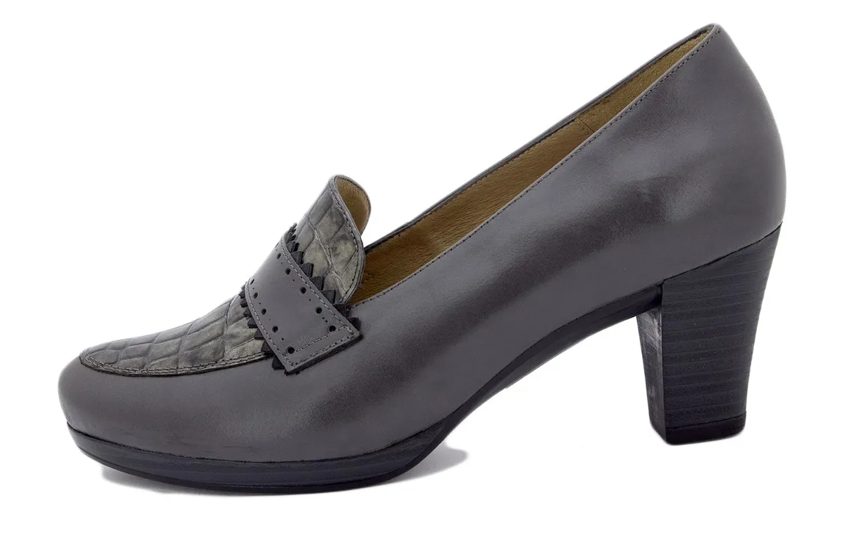 Grey Leather Moccasin