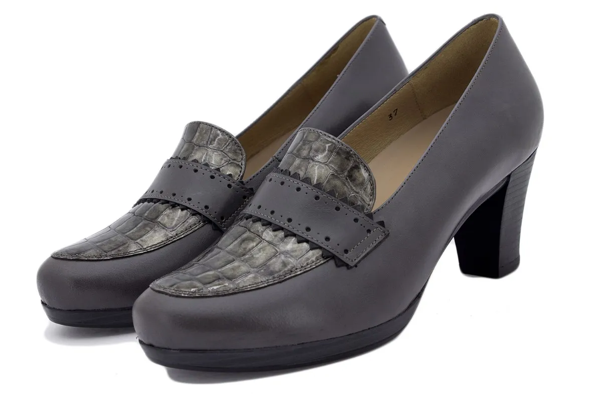 Grey Leather Moccasin