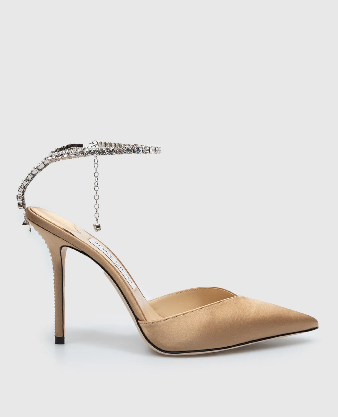 Jimmy Choo Brown satin SAEDA 100 slingbacks with crystals