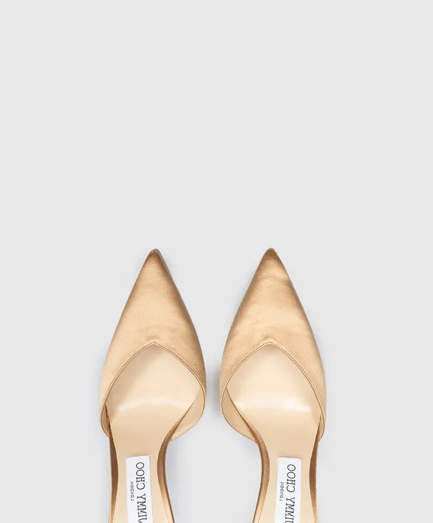 Jimmy Choo Brown satin SAEDA 100 slingbacks with crystals
