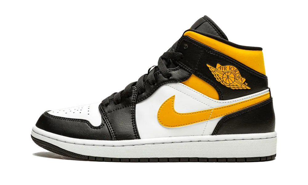 JORDAN 1 MID  WHITE POLLEN BLACK