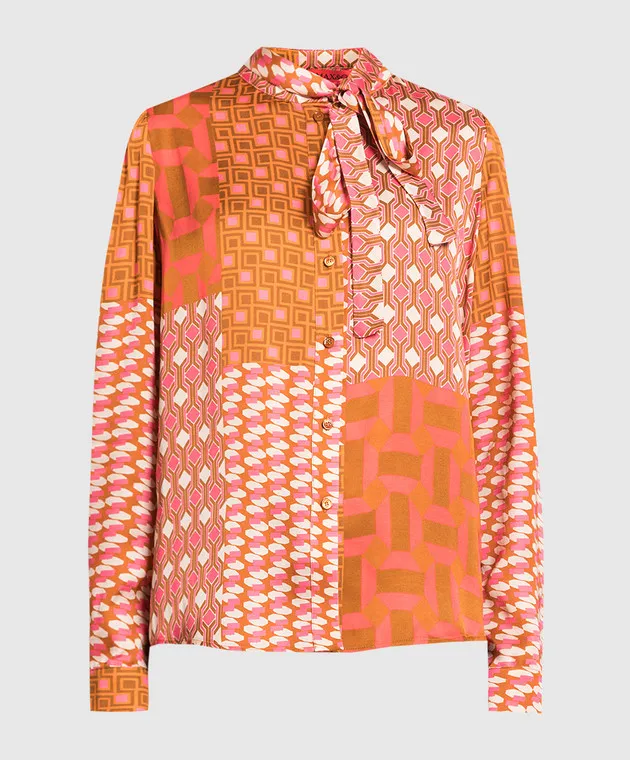 Max & Co Ballata brown blouse in a geometric pattern