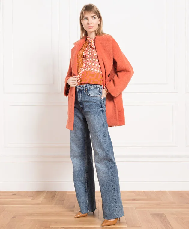Max & Co Ballata brown blouse in a geometric pattern