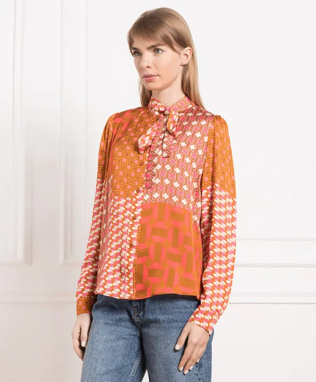Max & Co Ballata brown blouse in a geometric pattern