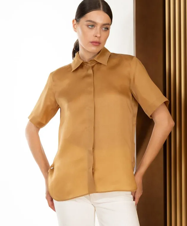Max Mara ACANTO brown silk blouse