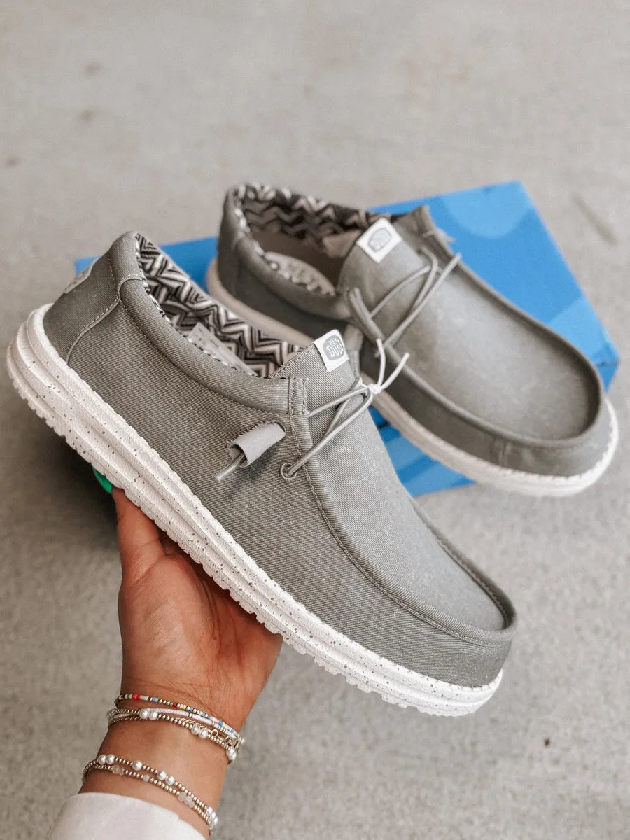MEN'S HEY DUDE WALLY STRETCH CANVAS LIGHT GREY