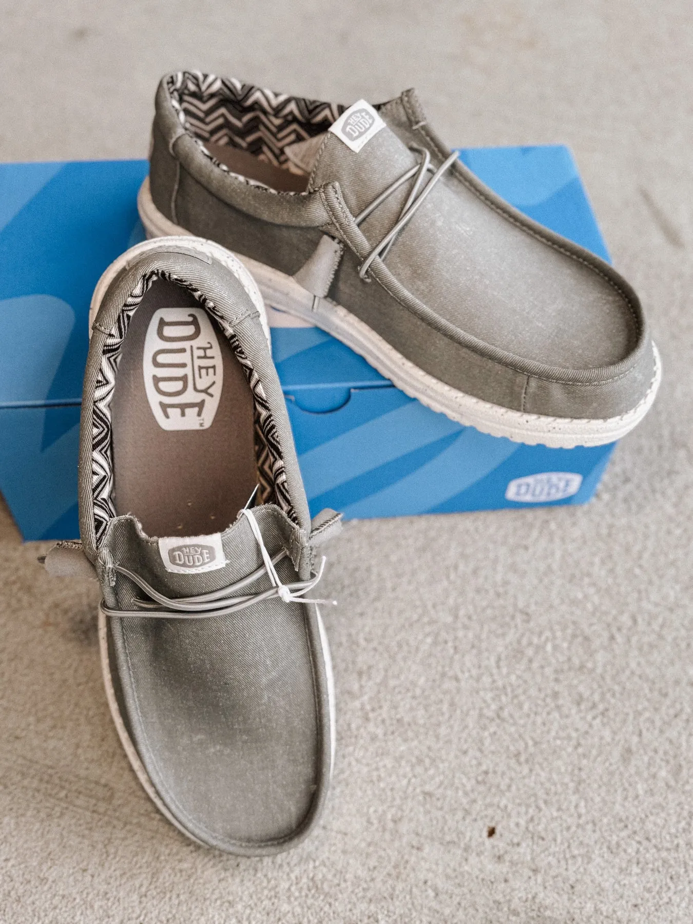 MEN'S HEY DUDE WALLY STRETCH CANVAS LIGHT GREY