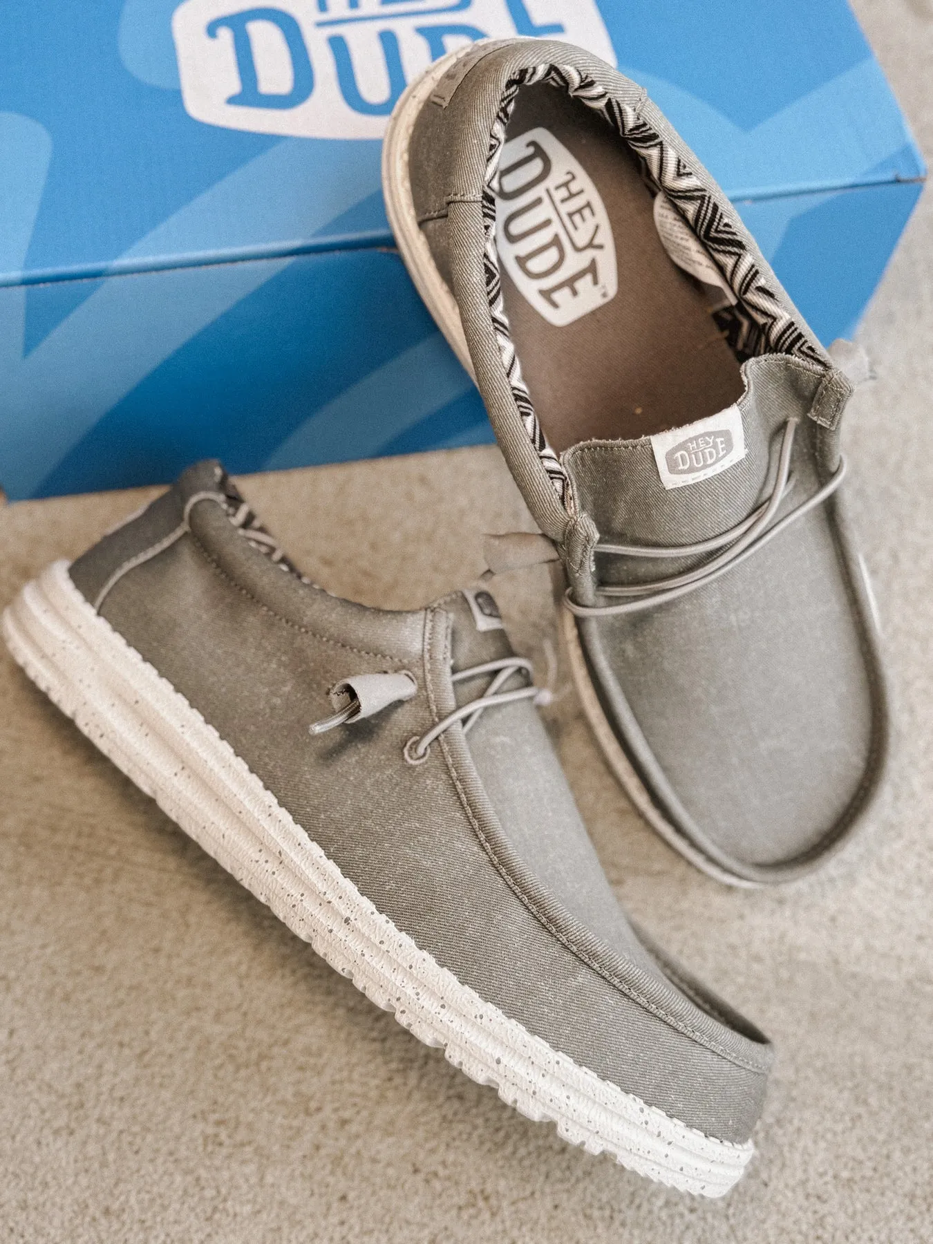 MEN'S HEY DUDE WALLY STRETCH CANVAS LIGHT GREY