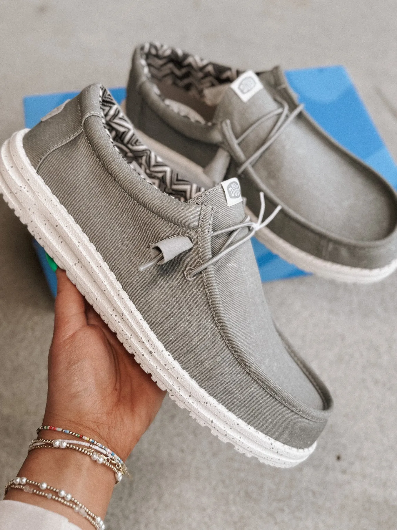 MEN'S HEY DUDE WALLY STRETCH CANVAS LIGHT GREY