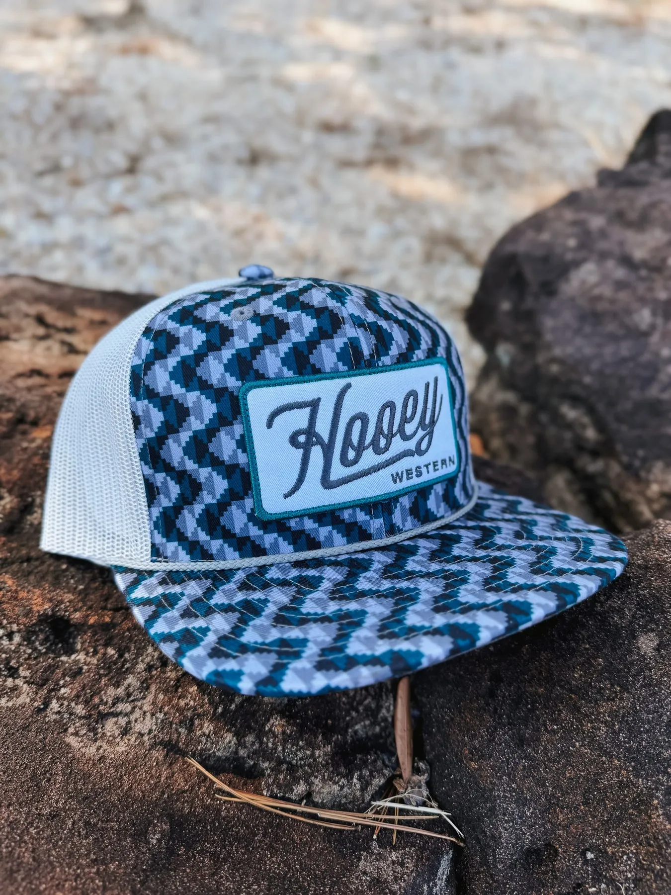 MEN'S HOOEY LAKOTA TEAL/GREY PATTERN CAP