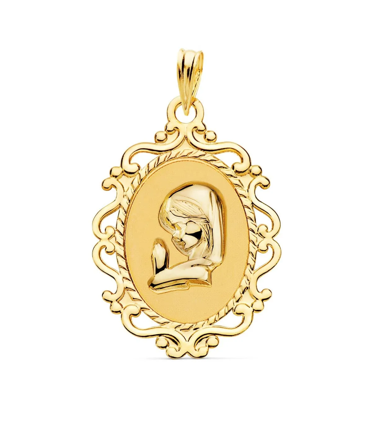 Médaille Vierge Ovale Entourée Or 18 K