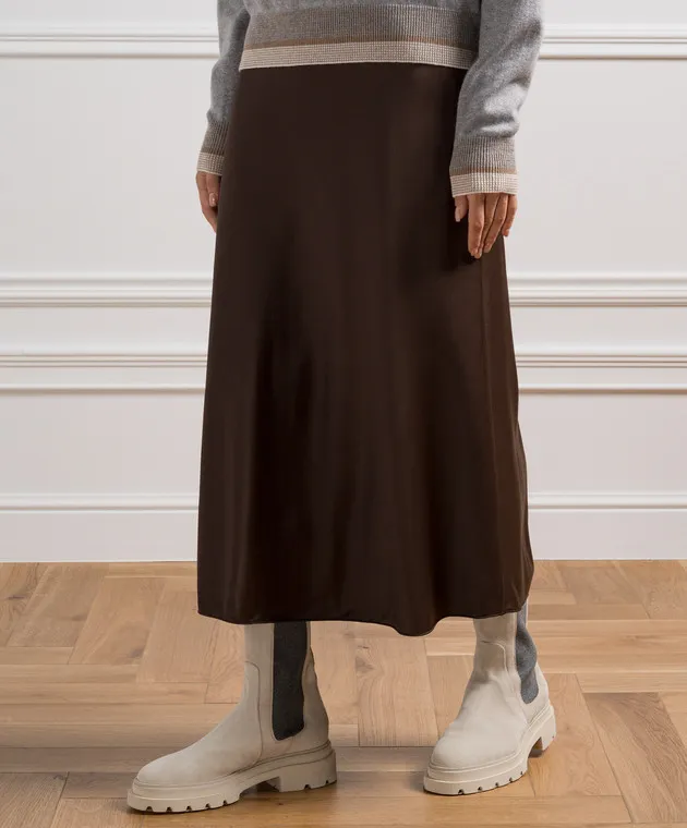 Peserico Brown skirt with monil chain