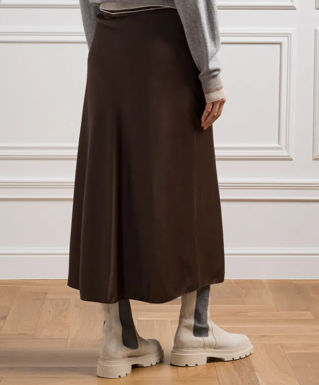 Peserico Brown skirt with monil chain