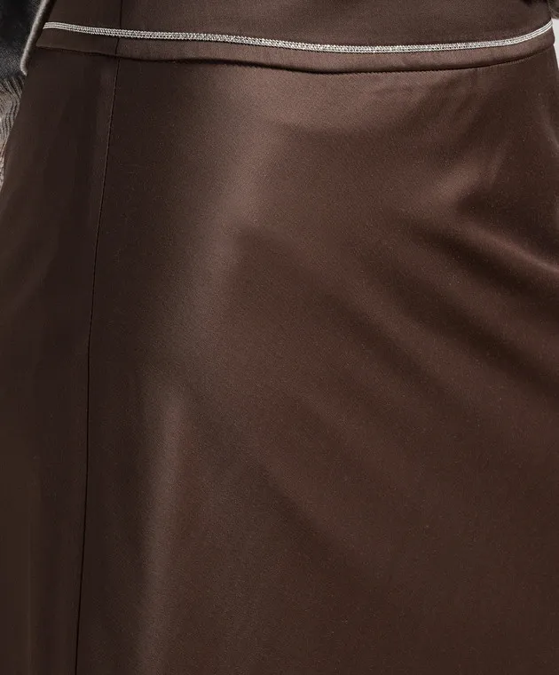 Peserico Brown skirt with monil chain