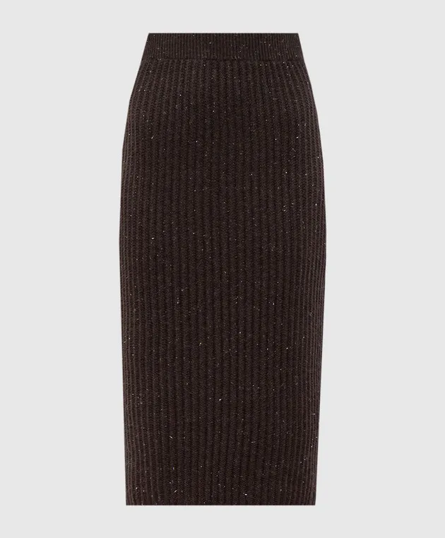 Peserico Brown skirt with wool and silk with lurex
