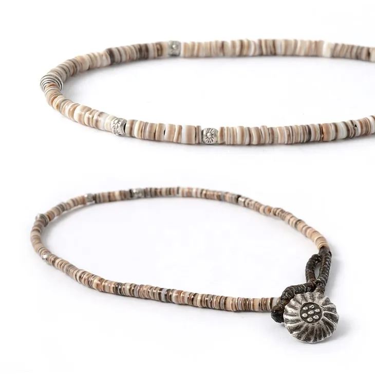 Phadua / Brown Shell Beads Cord y tobillera