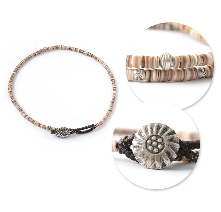 Phadua / Brown Shell Beads Cord y tobillera