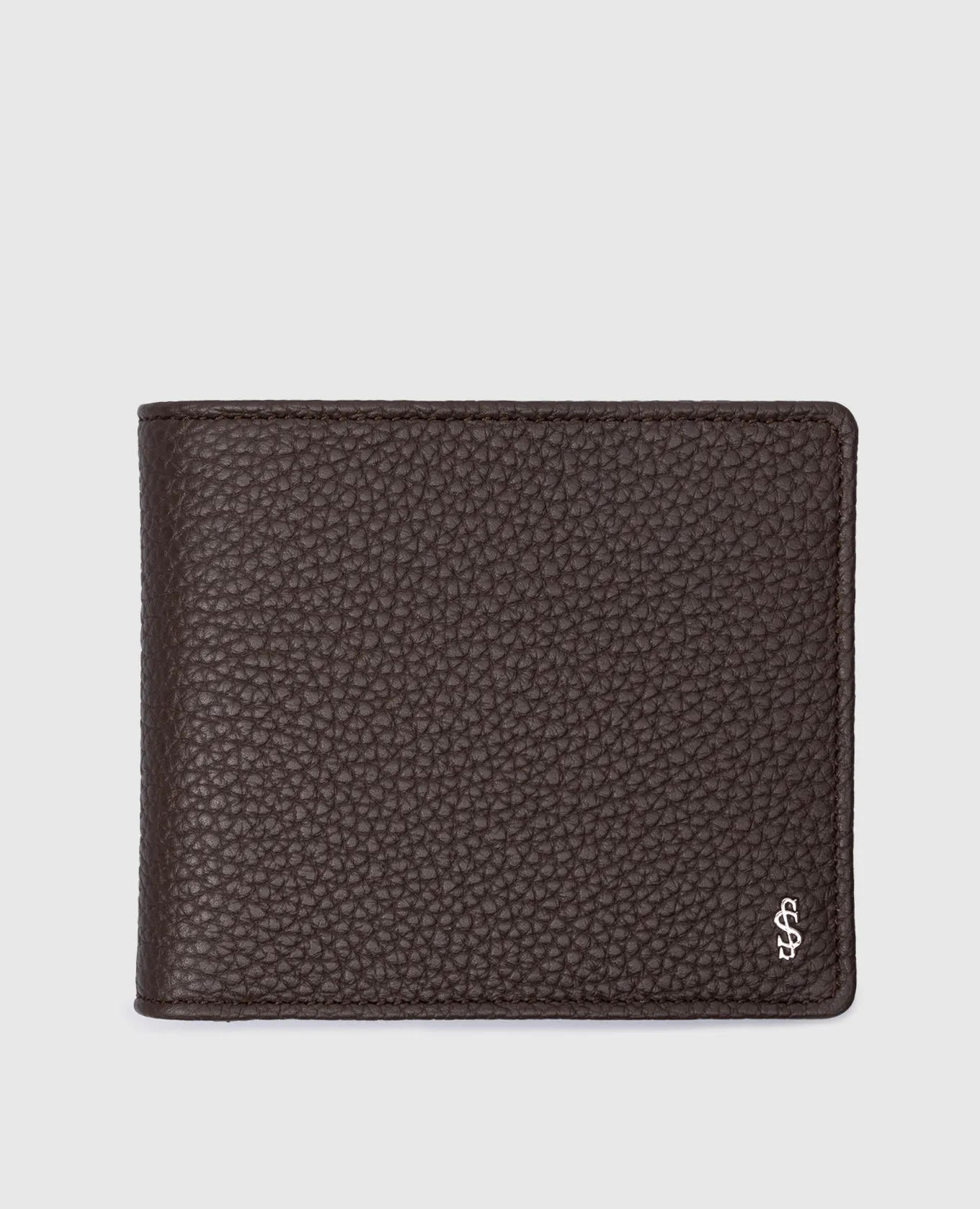 Serapian Brown leather purse with metal monogram