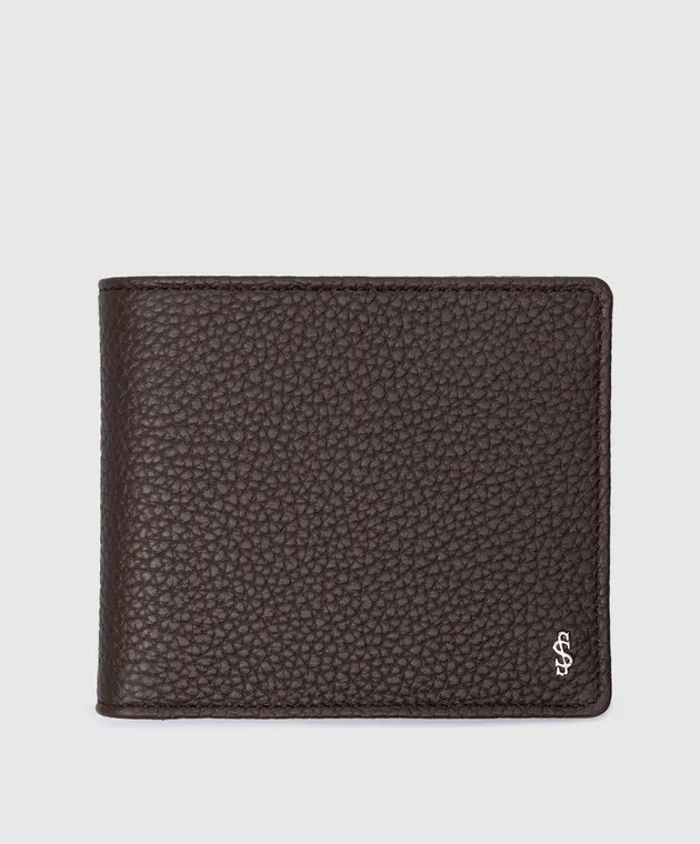 Serapian Brown leather purse with metal monogram