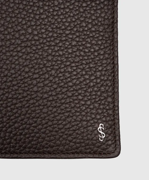 Serapian Brown leather purse with metal monogram