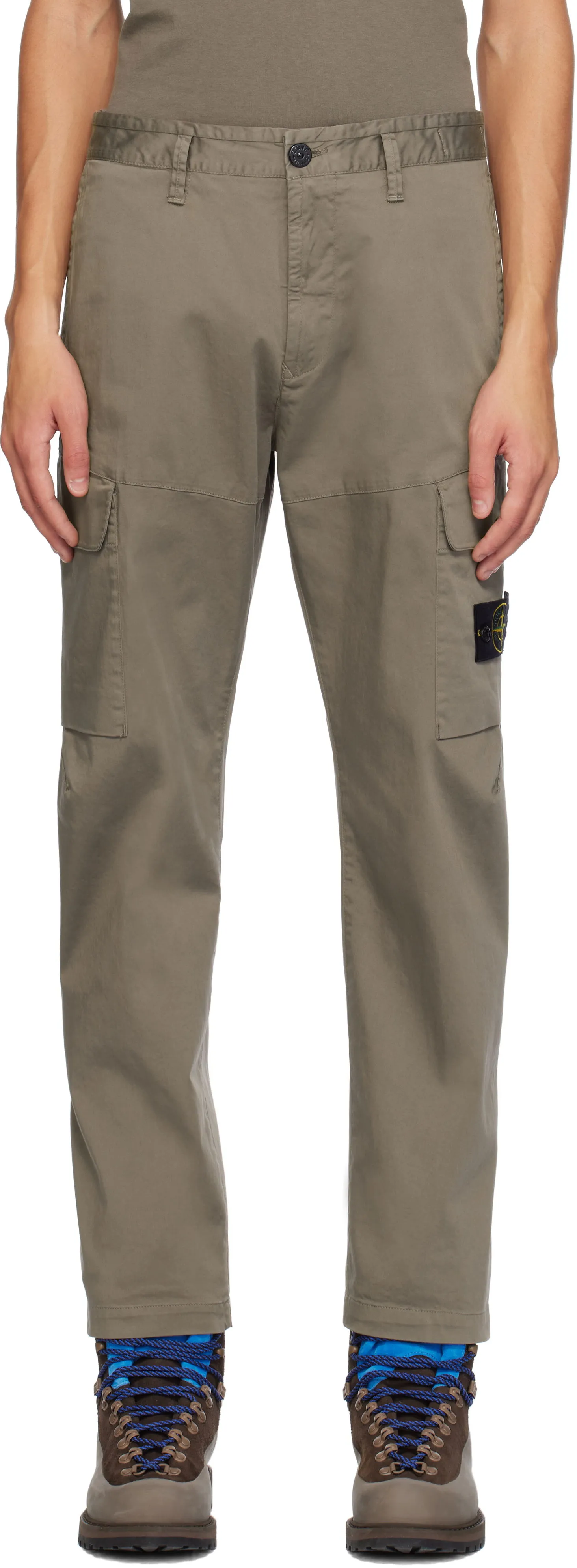 Stone Island Organic Cotton Satin Cargo Pants
