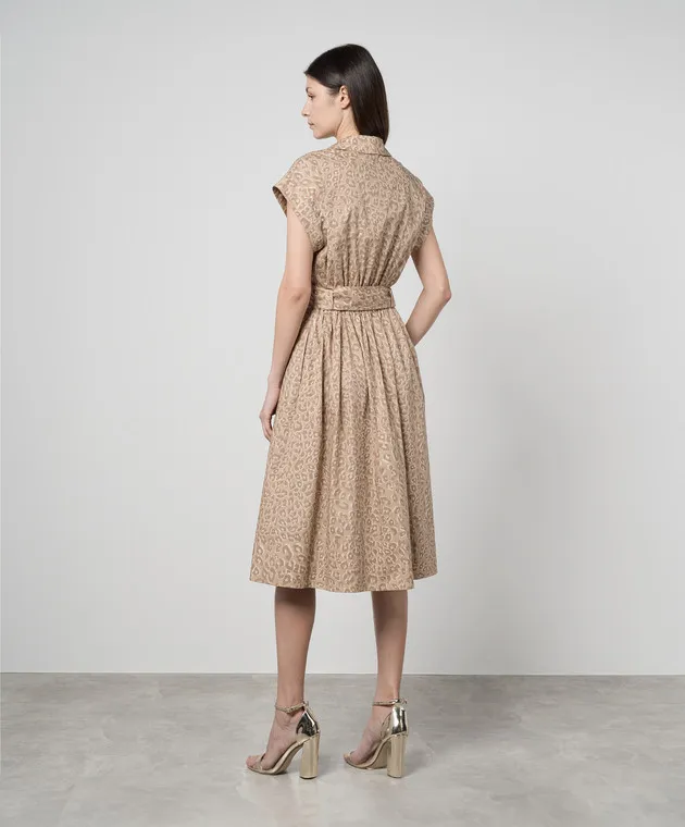 TWINSET BROWN DRESSSHIRT IN AN ANIMALISTIC PRINT