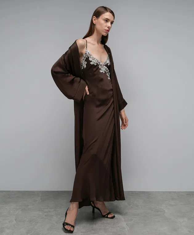Twinset Brown nightgown with lace