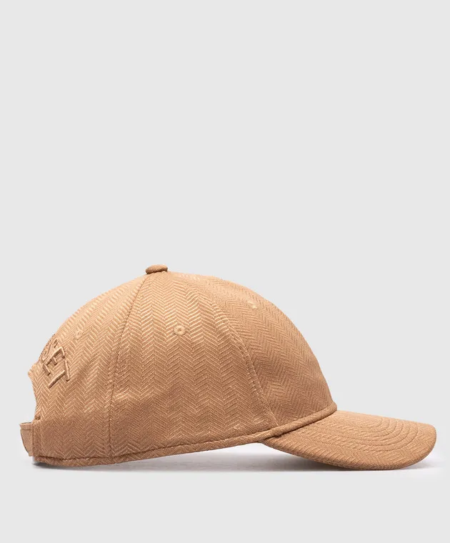 Twinset Brown patterned cap with logo embroidery